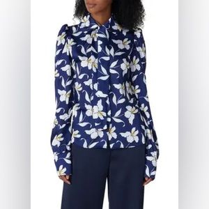 Giovanna Nicolai Floral Blue Blouse Size 40/Small